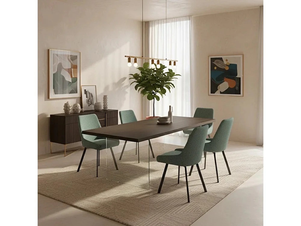 Forest, Tavolo fisso con top Impiallacciato Rovere termocotto (100cm X 200cm H. 76cm) Made in Italy