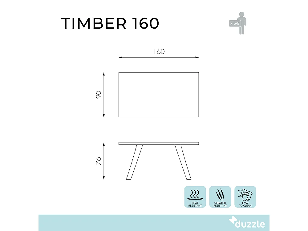 Timber, Tavolo fisso con top Impiallacciato Rovere termocotto (90cm X 160cm H. 76cm) Made in Italy