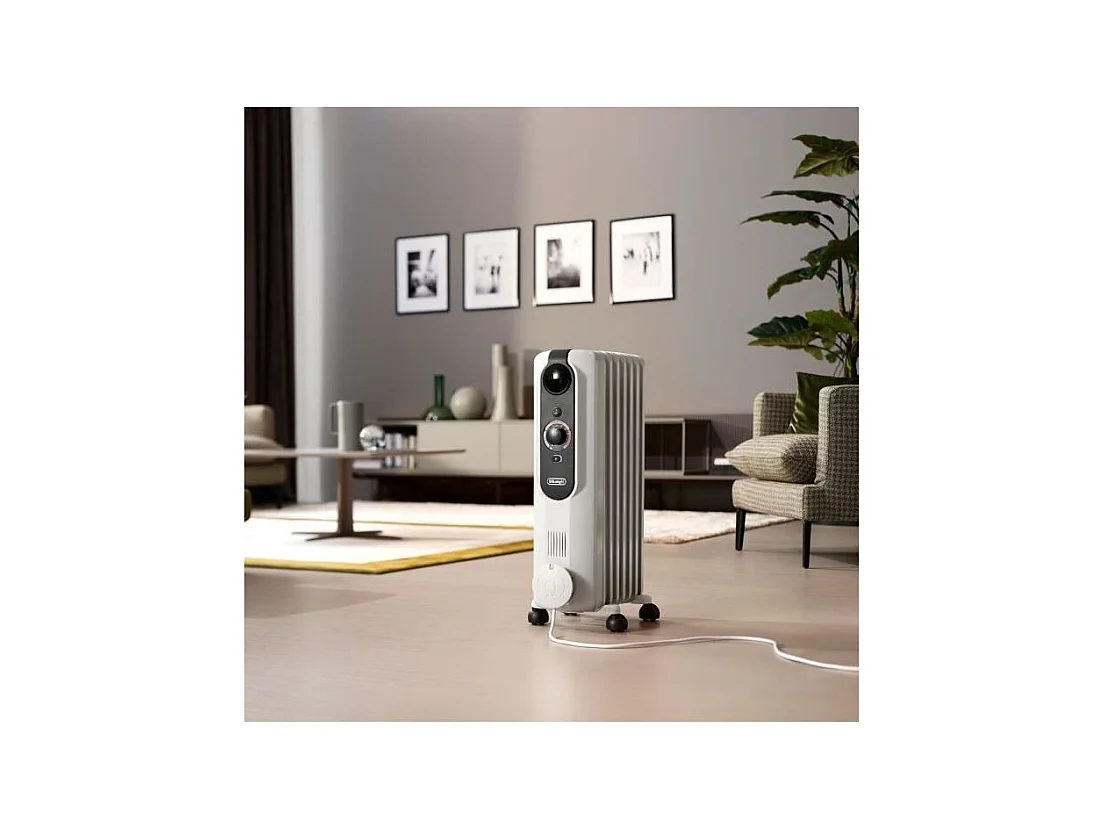 Radiateur bain d'huile - DELONGHI - 1500 W - Jusqu'a 45 m2 - Mobile - Fonction anti-gel - Gris