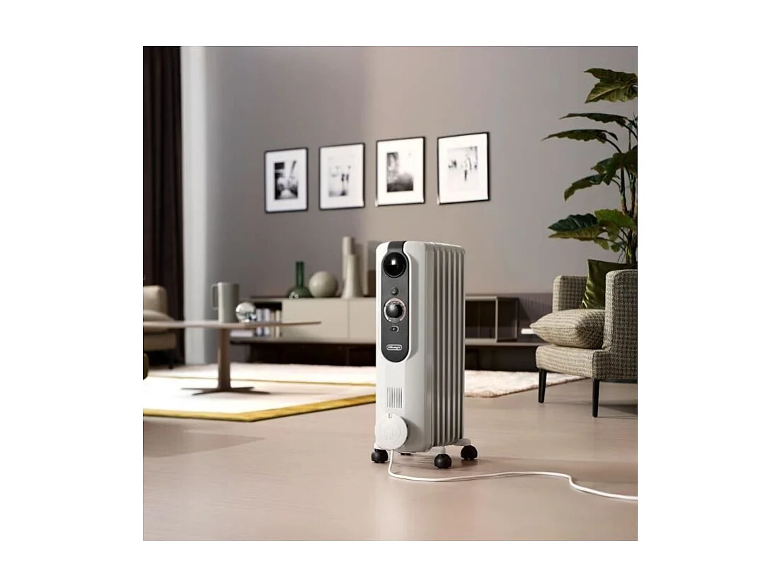 Radiateur bain d'huile - DELONGHI - 1500 W - Jusqu'a 45 m2 - Mobile - Fonction anti-gel - Gris