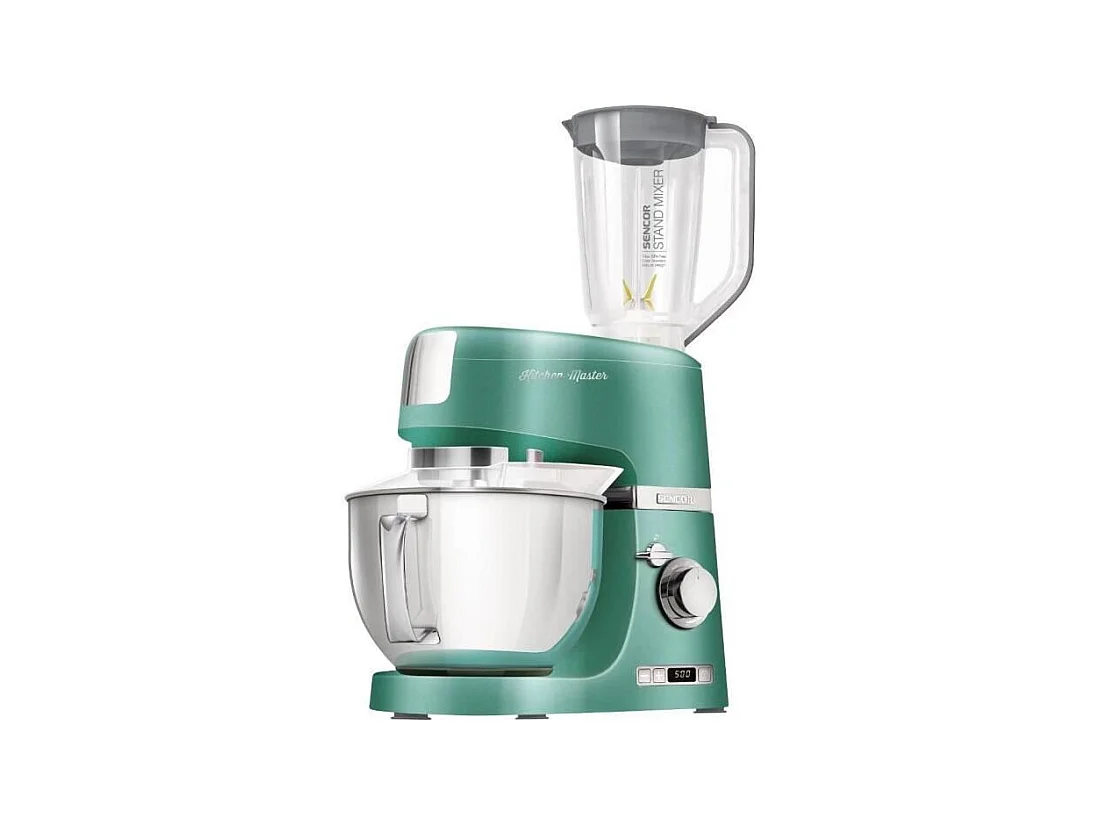 Robot Pastelero Sencor STM 7871GR - Potente Motor 1000W, Bol de Acero Inoxidable 4,5L, Batidora Tritan 1,5L, Picadora de Carne, Accesorios Completos