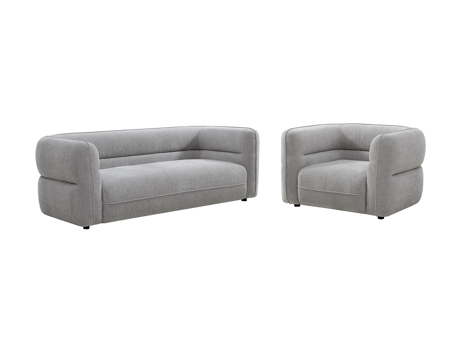 Canapé 3 places et un fauteuil en tissu chenille gris TALIENA