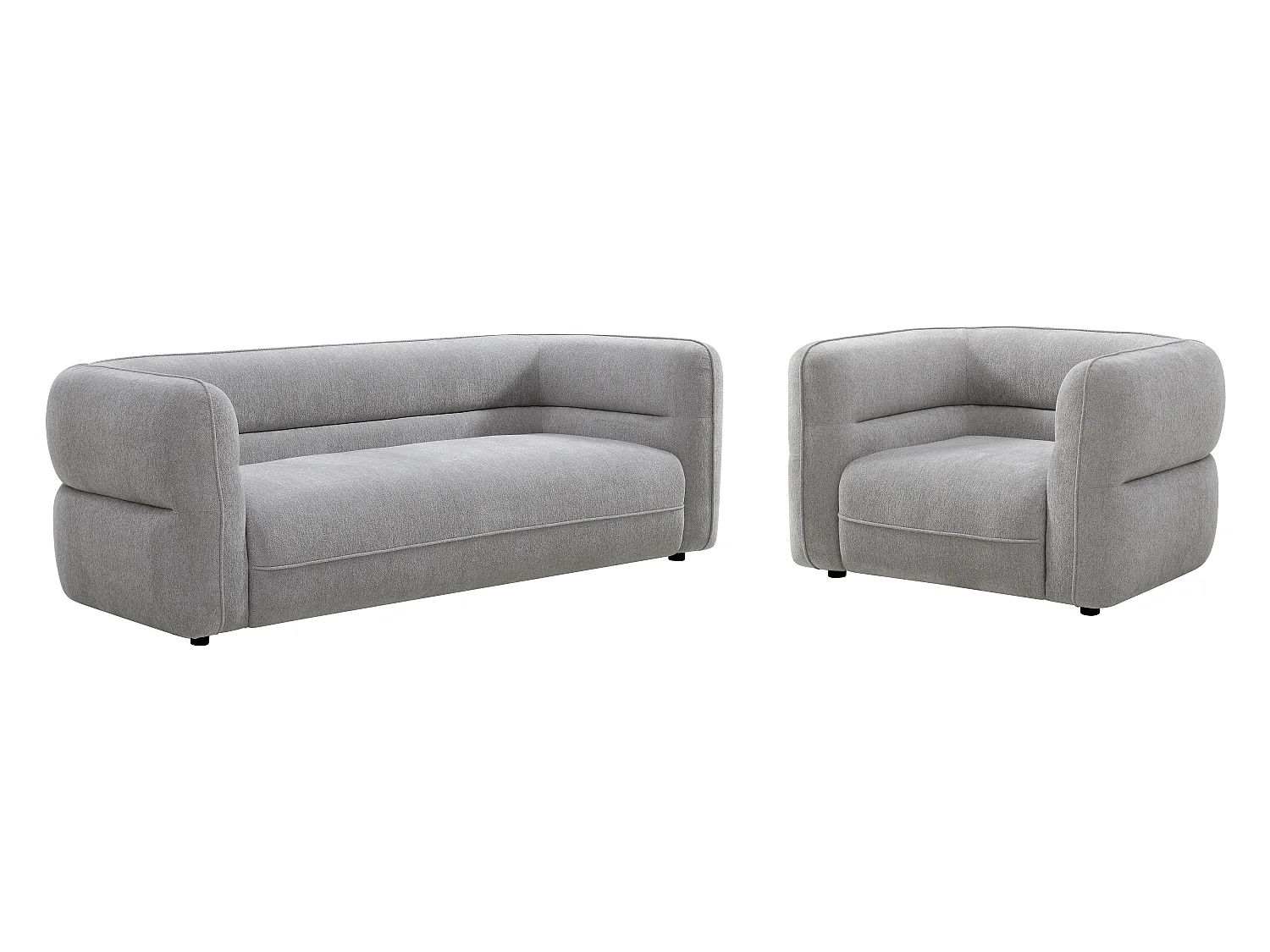 Canapé 3 places et un fauteuil en tissu chenille gris TALIENA