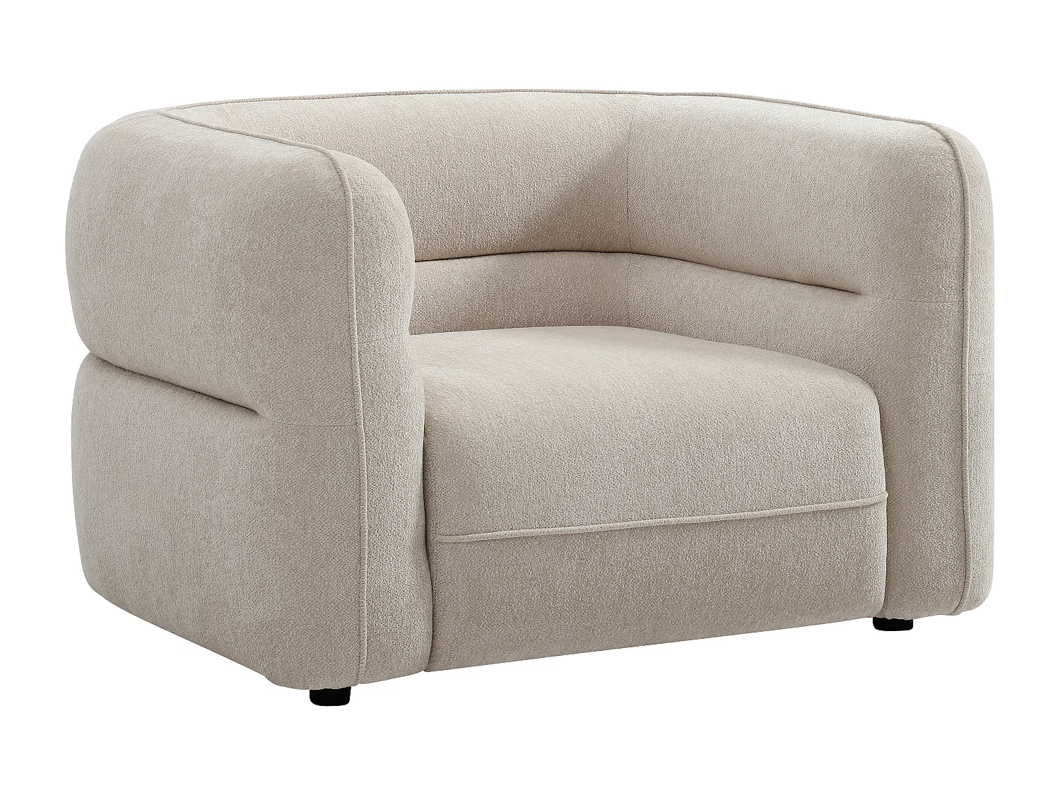 Canapé 3 places et un fauteuil en tissu chenille beige TALIENA