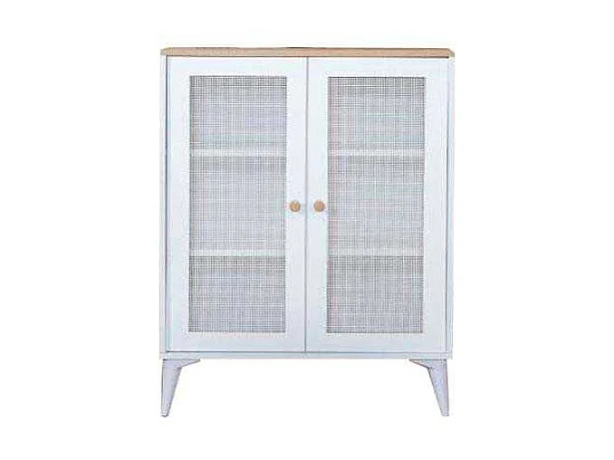 Aparador – 90 cm x 105 cm x 41 cm – Branco e Carvalho – MDF e Madeira de Carvalho