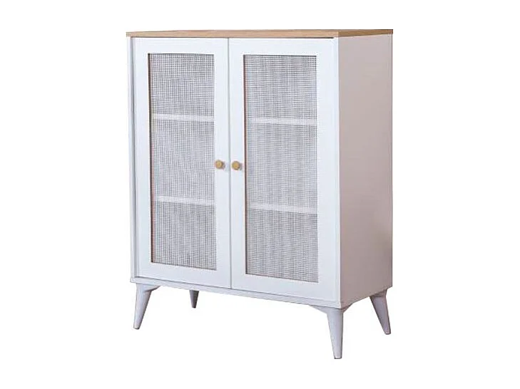 Aparador – 90 cm x 105 cm x 41 cm – Branco e Carvalho – MDF e Madeira de Carvalho