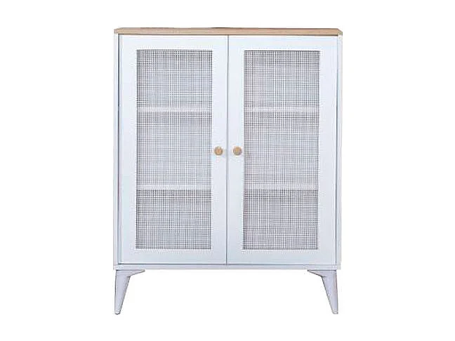 Aparador – 90 cm x 105 cm x 41 cm – Branco e Carvalho – MDF e Madeira de Carvalho