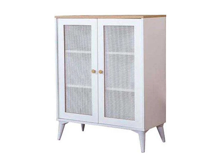 Aparador – 90 cm x 105 cm x 41 cm – Branco e Carvalho – MDF e Madeira de Carvalho