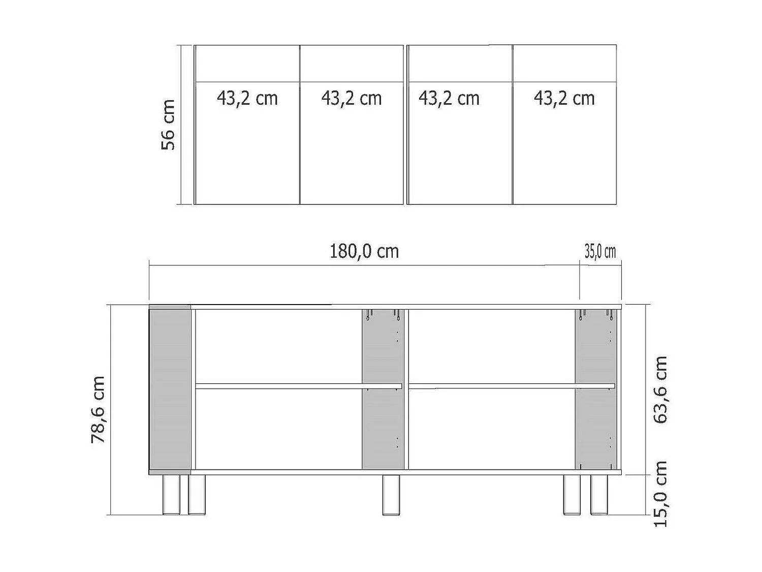Buffet 4 portes en aggloméré Deren Bohem