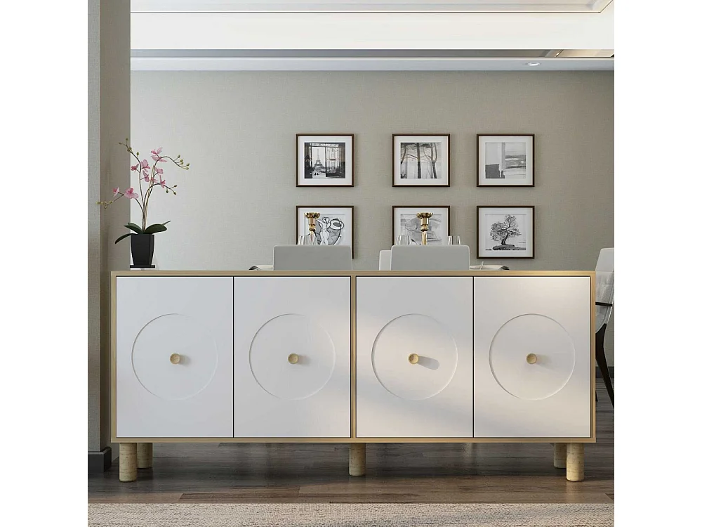 Aparador – 180cm x 78,6cm x 35cm – Carvalho Safira e Branco – Aglomerado