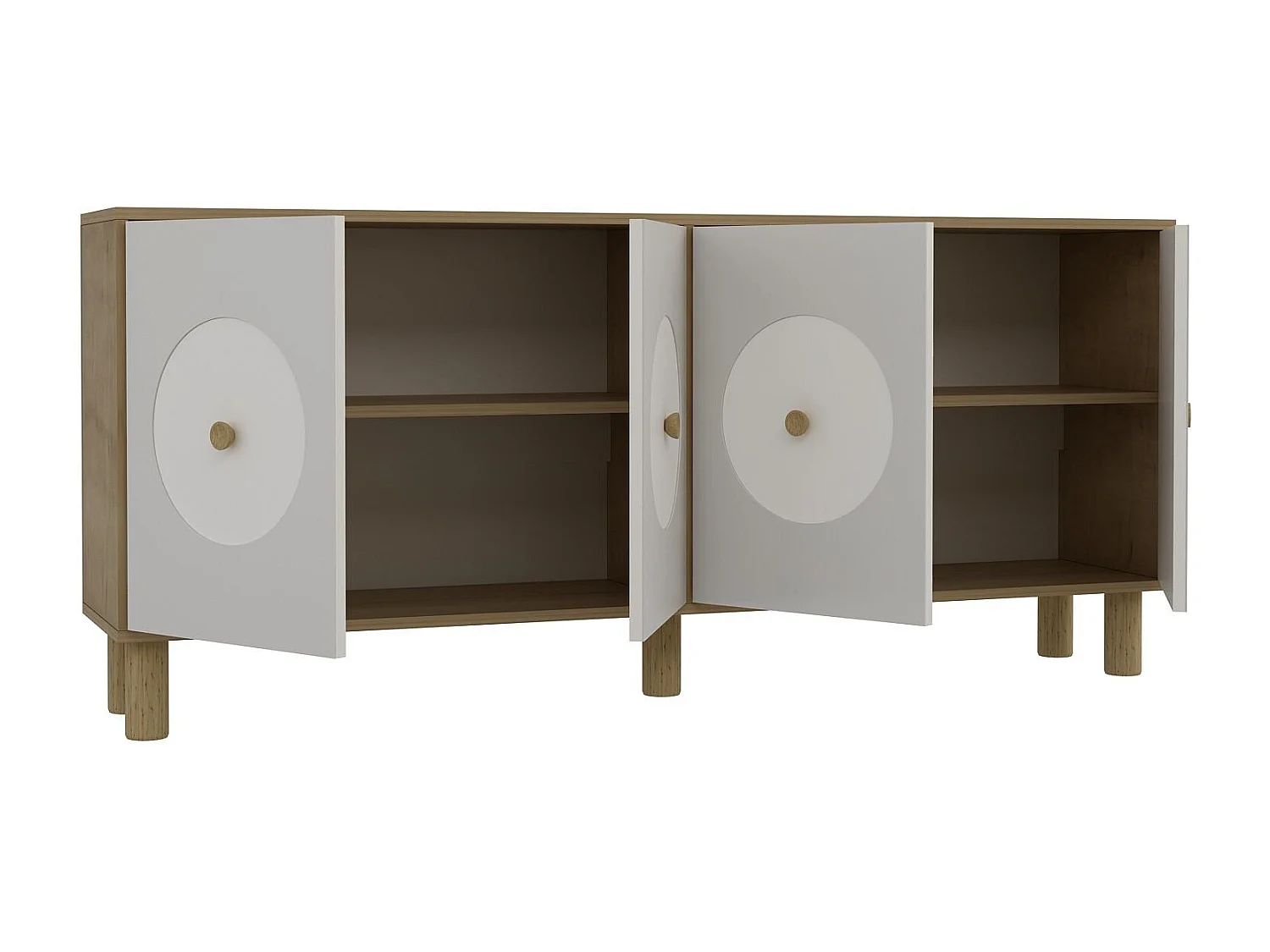 Aparador – 180cm x 78,6cm x 35cm – Carvalho Safira e Branco – Aglomerado