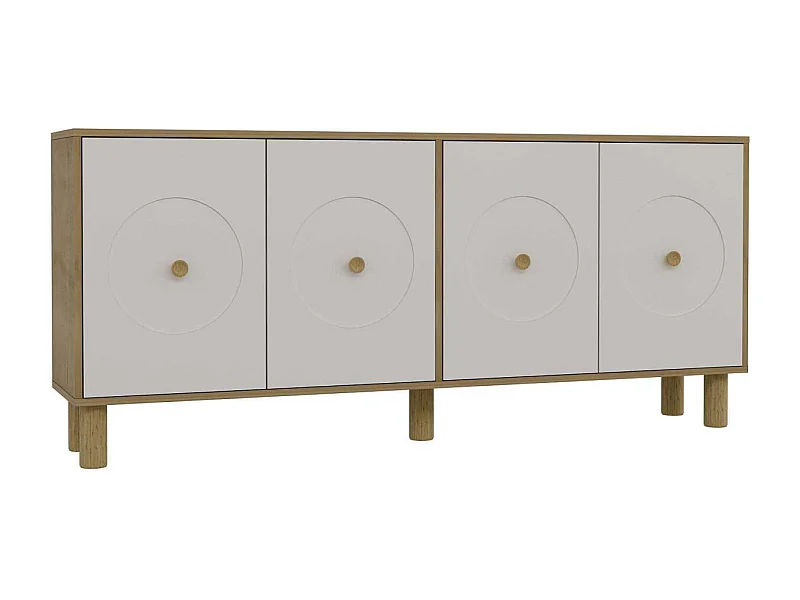 Aparador – 180cm x 78,6cm x 35cm – Carvalho Safira e Branco – Aglomerado