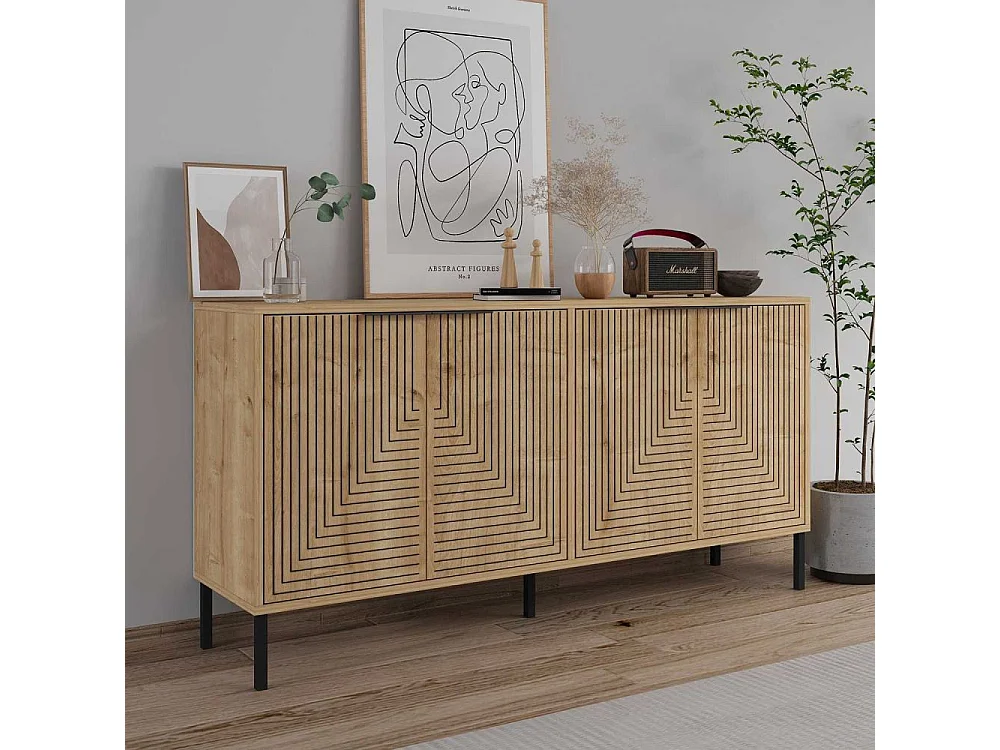 Aparador – 150cm x 75cm x 36cm – Carvalho Safira – Aglomerado