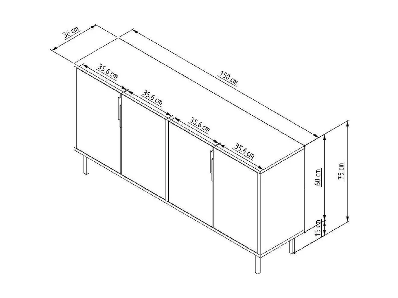 Aparador – 150cm x 75cm x 36cm – Carvalho Safira – Aglomerado