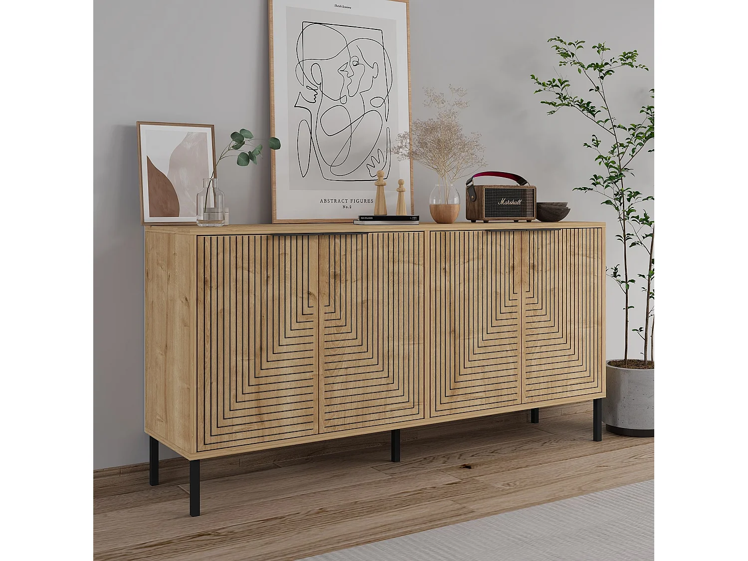 Aparador – 150cm x 75cm x 36cm – Carvalho Safira – Aglomerado