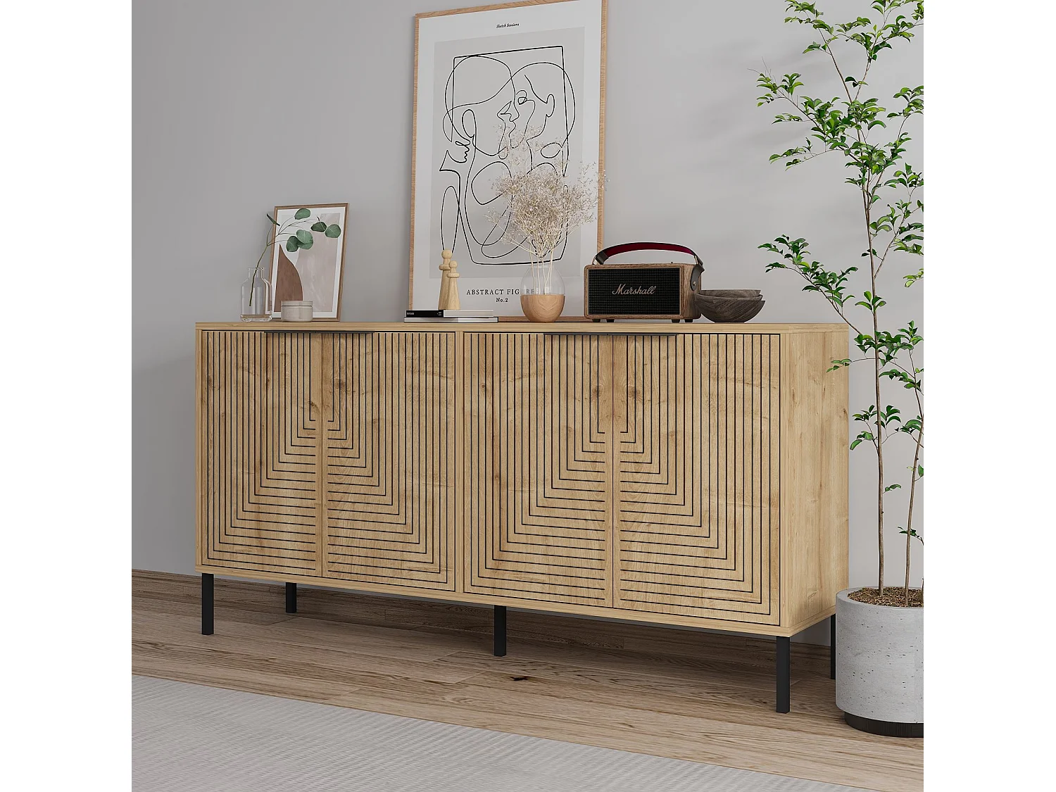 Aparador – 150cm x 75cm x 36cm – Carvalho Safira – Aglomerado