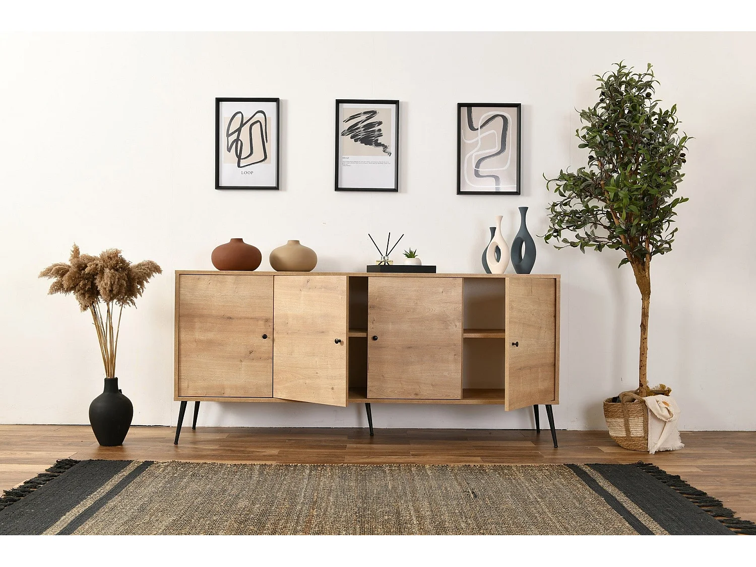 Aparador de Carvalho – 80 cm x 180 cm x 41 cm – Carvalho – Aglomerado e MDF