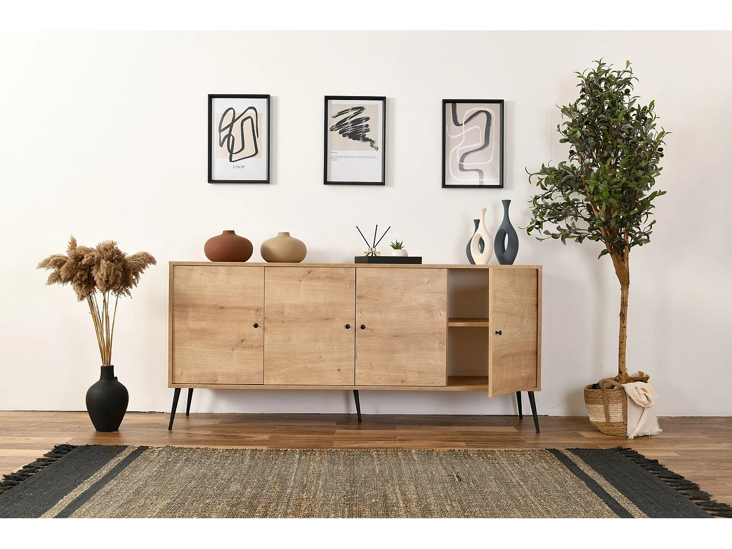 Aparador de Carvalho – 80 cm x 180 cm x 41 cm – Carvalho – Aglomerado e MDF