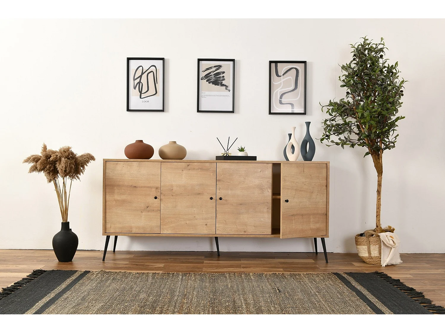 Aparador de Carvalho – 80 cm x 180 cm x 41 cm – Carvalho – Aglomerado e MDF