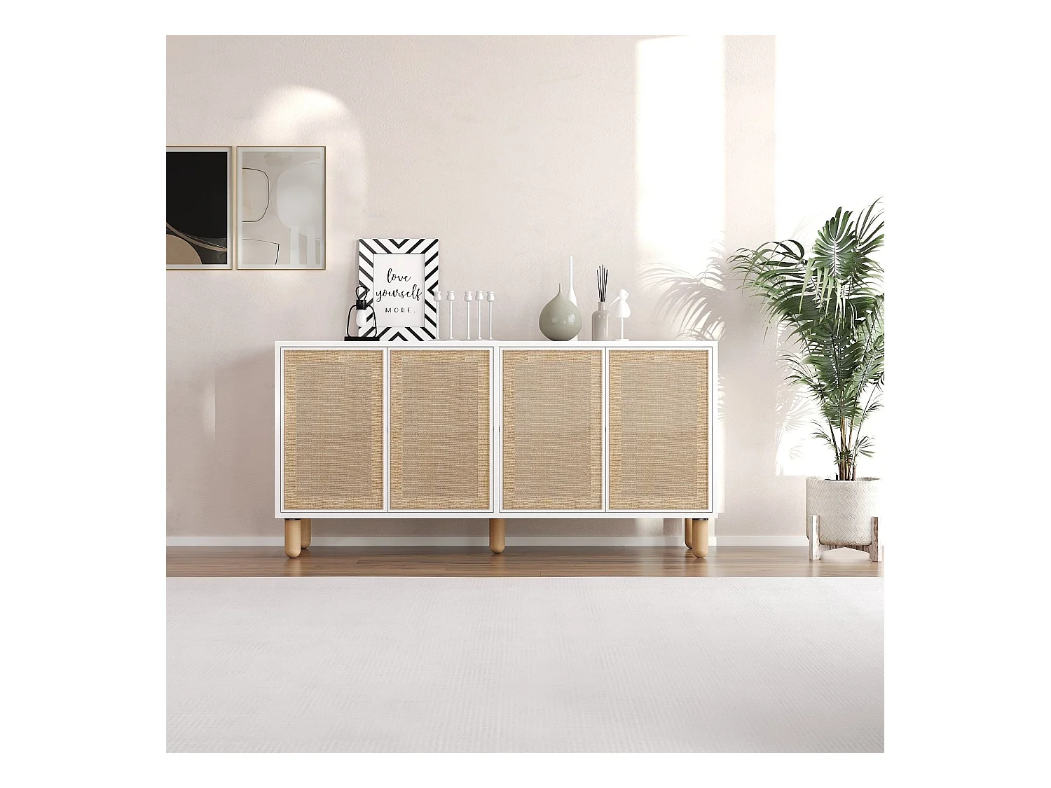 Buffet 4 portes tissu en jute LEILA