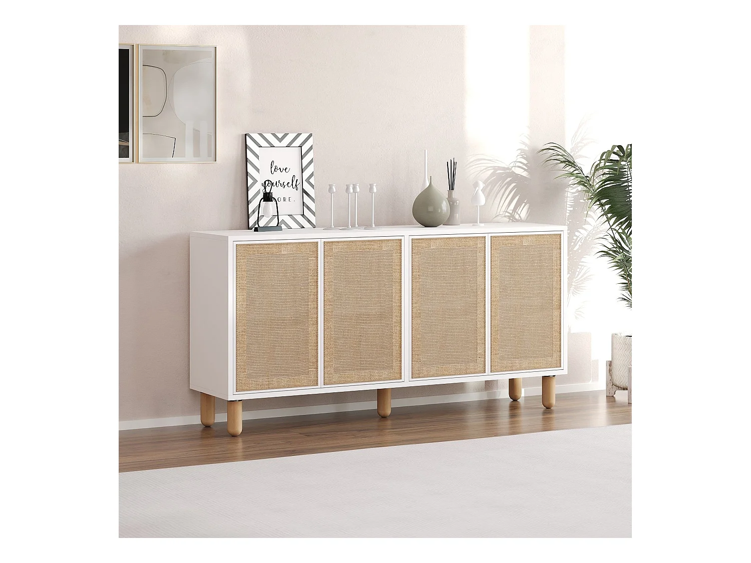 Buffet 4 portes tissu en jute LEILA