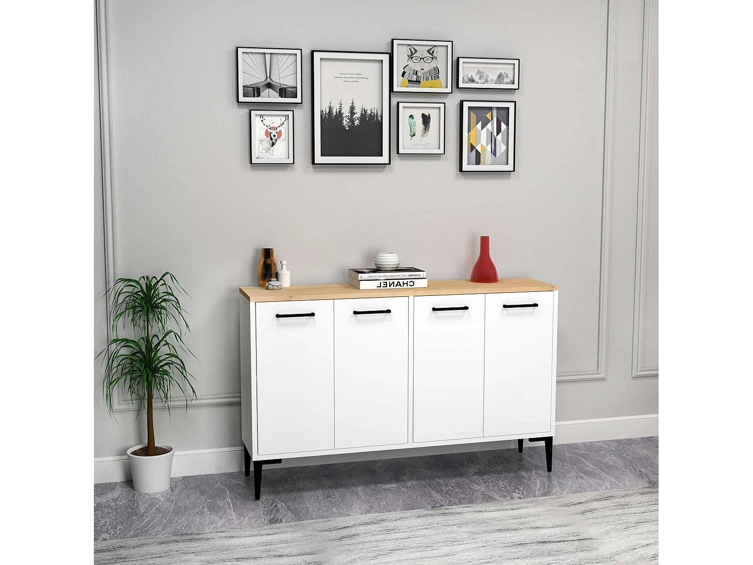 Buffet 4 portes en aggloméré Frezya