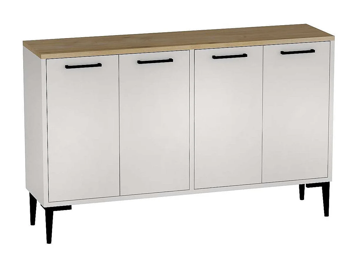 Aparador – 120 cm x 75 cm x 29,6 cm – Roble Zafiro y Blanco – Aglomerado