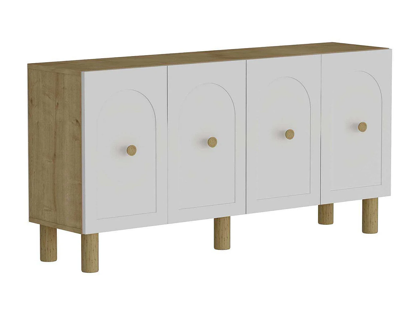 Aparador – 150cm x 75cm x 35cm – Carvalho Safira e Branco – Painel de partículas revestido com melamina