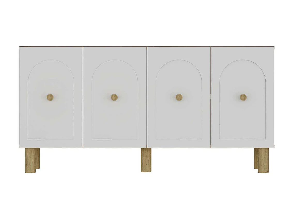 Aparador – 150cm x 75cm x 35cm – Carvalho Safira e Branco – Painel de partículas revestido com melamina