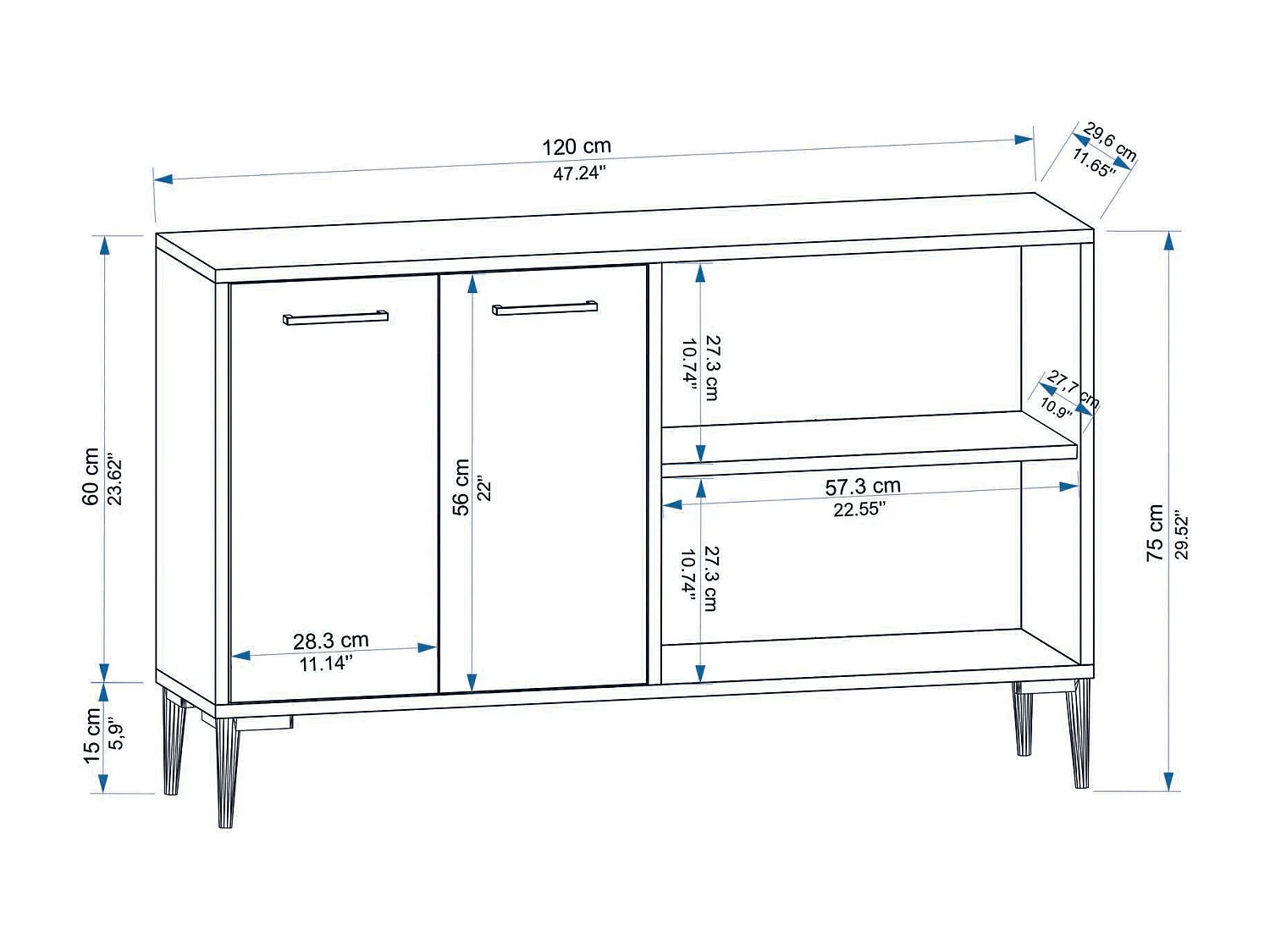Buffet 4 portes en aggloméré Frezya