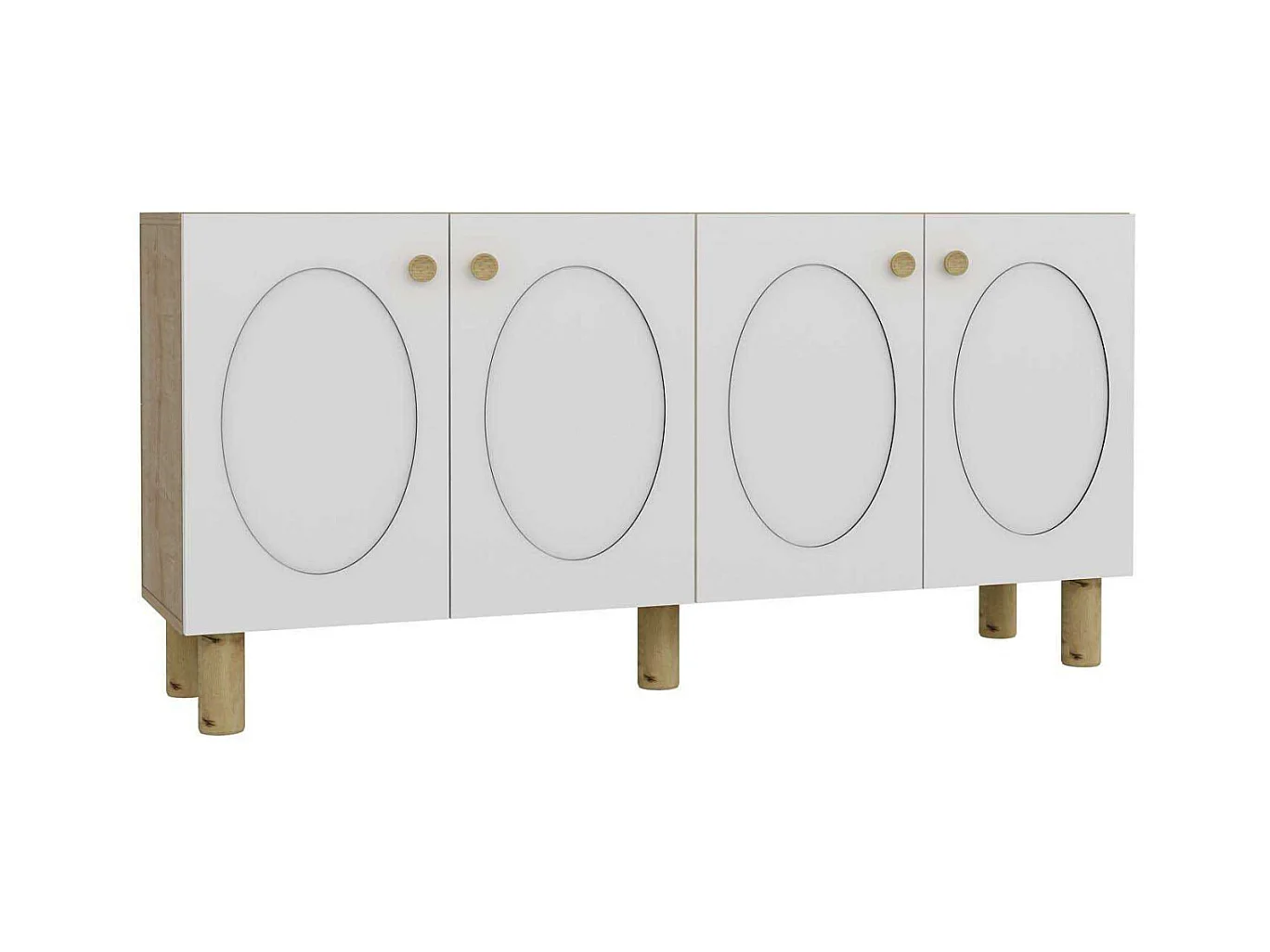 Buffet 4 portes en aggloméré Elisa Bohem Blanc