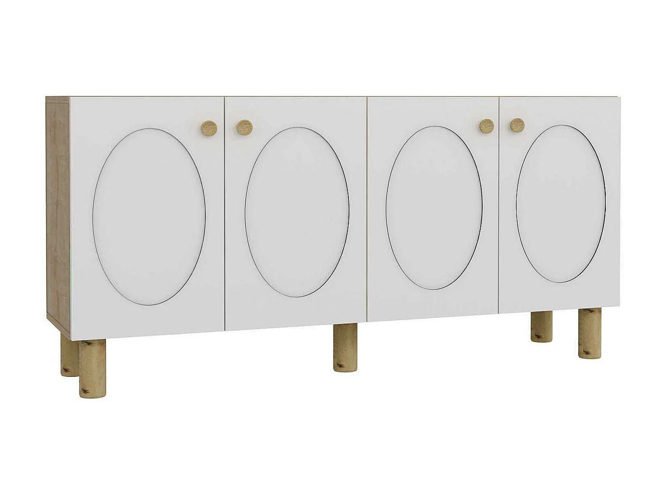 Aparador – 150cm x 75cm x 35cm – Carvalho Safira e Branco – Painel de Partículas