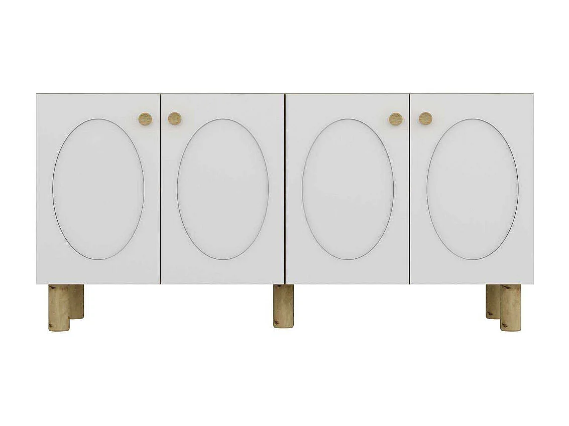 Aparador – 150cm x 75cm x 35cm – Carvalho Safira e Branco – Painel de Partículas