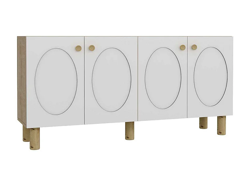 Aparador – 150cm x 75cm x 35cm – Carvalho Safira e Branco – Painel de Partículas