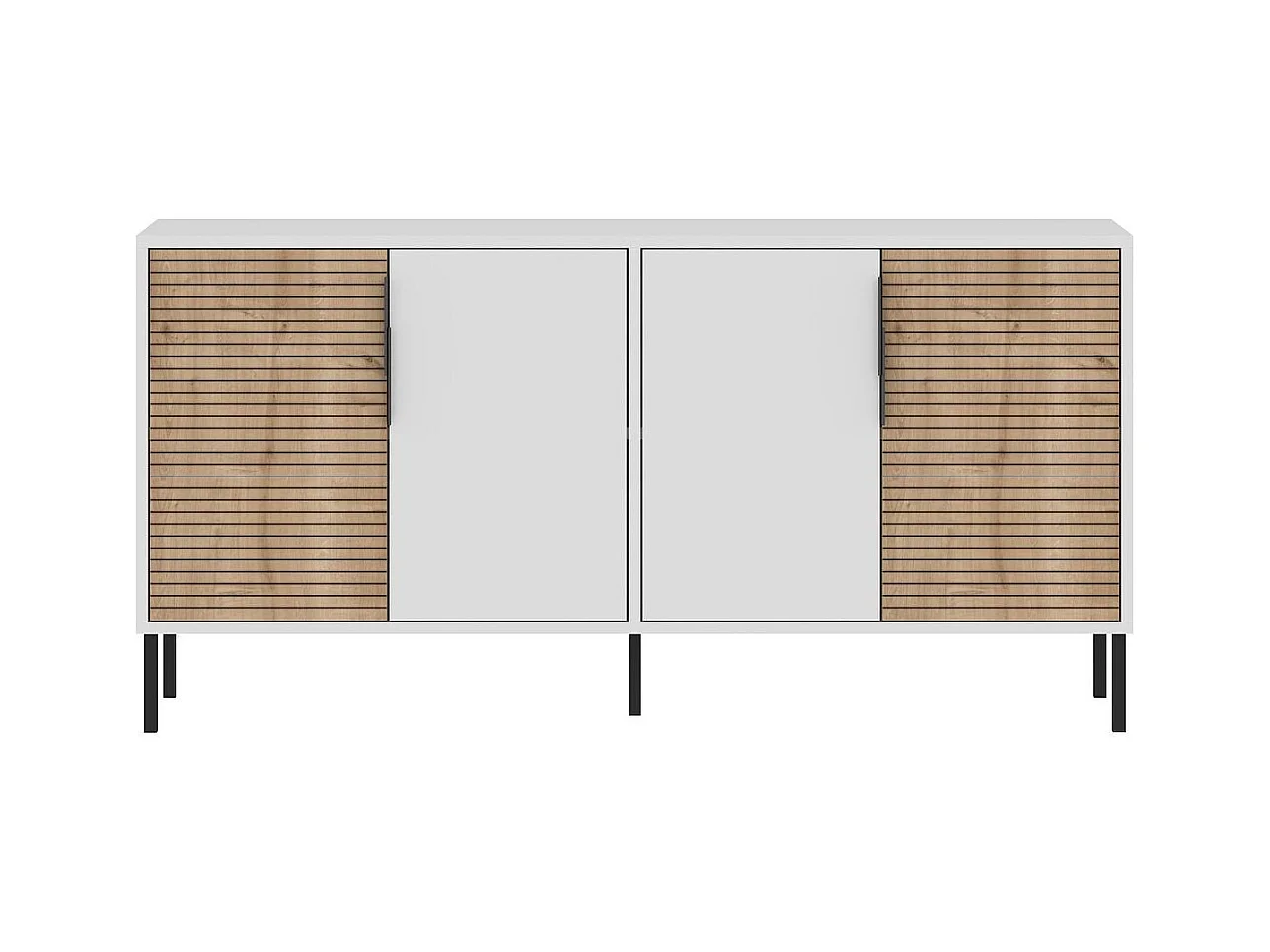 Buffet 4 portes décor blanc et chêne saphir ZERRA