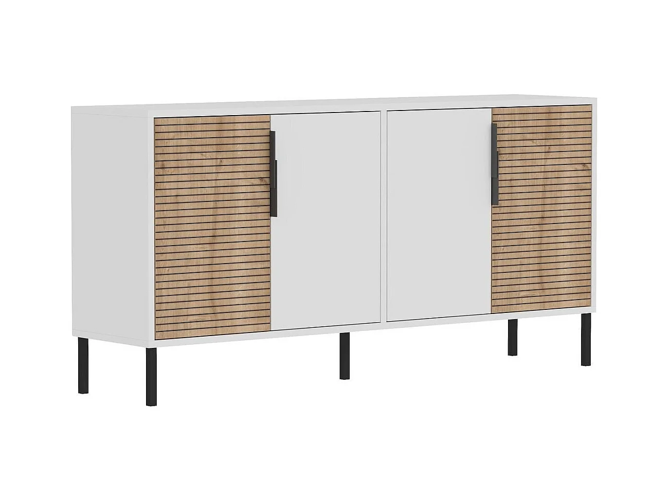 Buffet 4 portes décor blanc et chêne saphir ZERRA