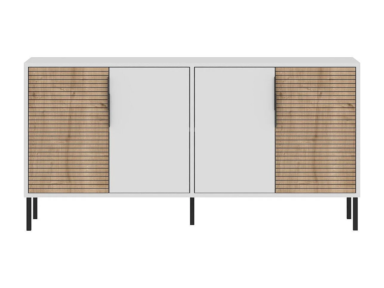 Aparador – 150 cm x 75 cm x 36 cm – Branco e Carvalho Safira – Aglomerado revestido de melamina