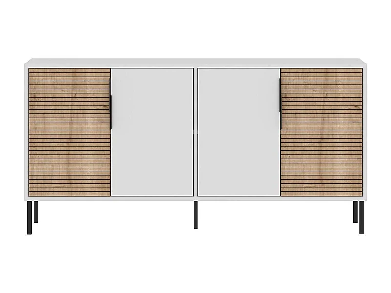 Aparador – 150 cm x 75 cm x 36 cm – Branco e Carvalho Safira – Aglomerado revestido de melamina