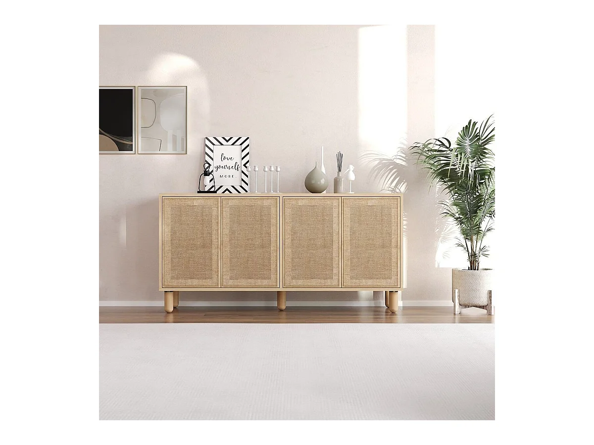 Buffet 4 portes tissu en jute LEILA