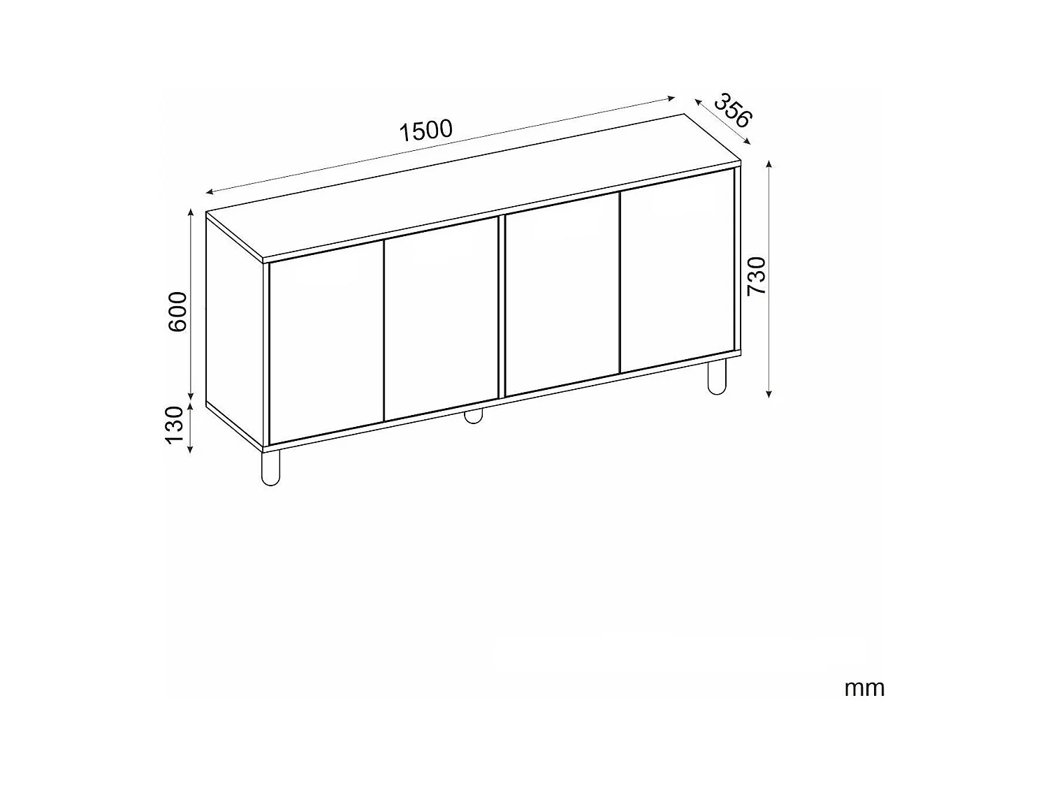 Buffet 4 portes tissu en jute LEILA