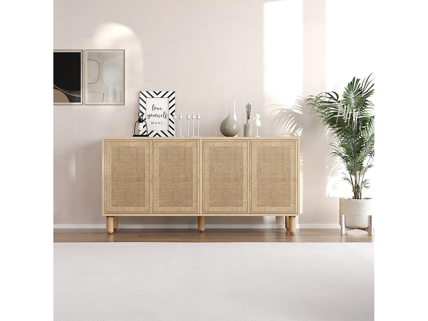 Buffet 4 portes tissu en jute LEILA