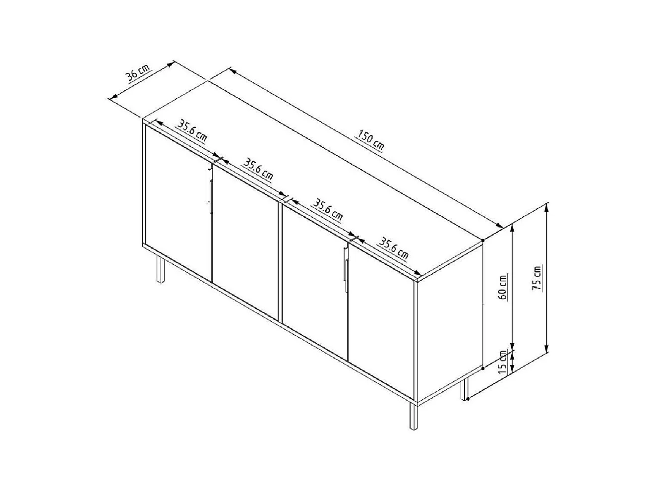 Buffet 4 portes en aggloméré Clara