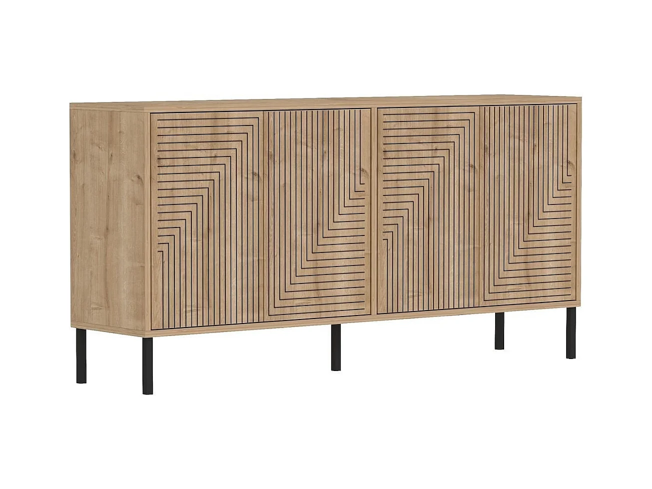 Aparador de aglomerado – 150 cm x 75 cm x 36 cm – Roble Zafiro – Aglomerado recubierto de melamina