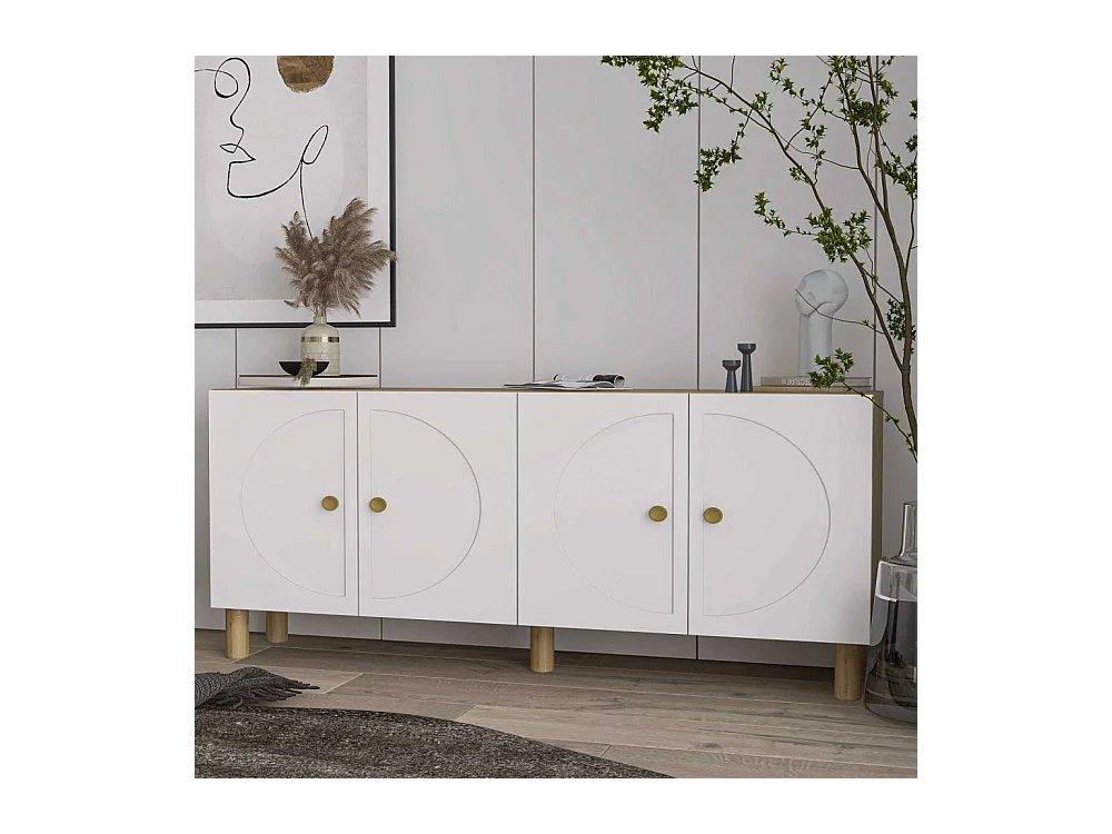Buffet 4 portes en aggloméré Inci Bohem Blanc