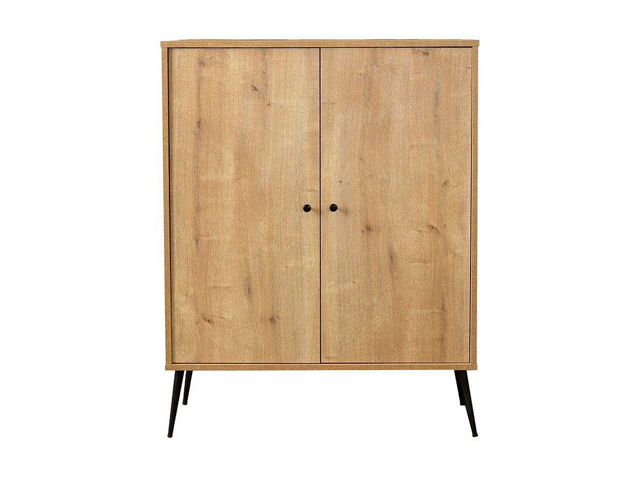 Aparador de Aglomerado Revestido de Melamina – 90cm x 105cm x 41cm – Carvalho – MDF e Metal