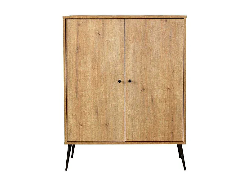 Aparador de Aglomerado Revestido de Melamina – 90cm x 105cm x 41cm – Carvalho – MDF e Metal