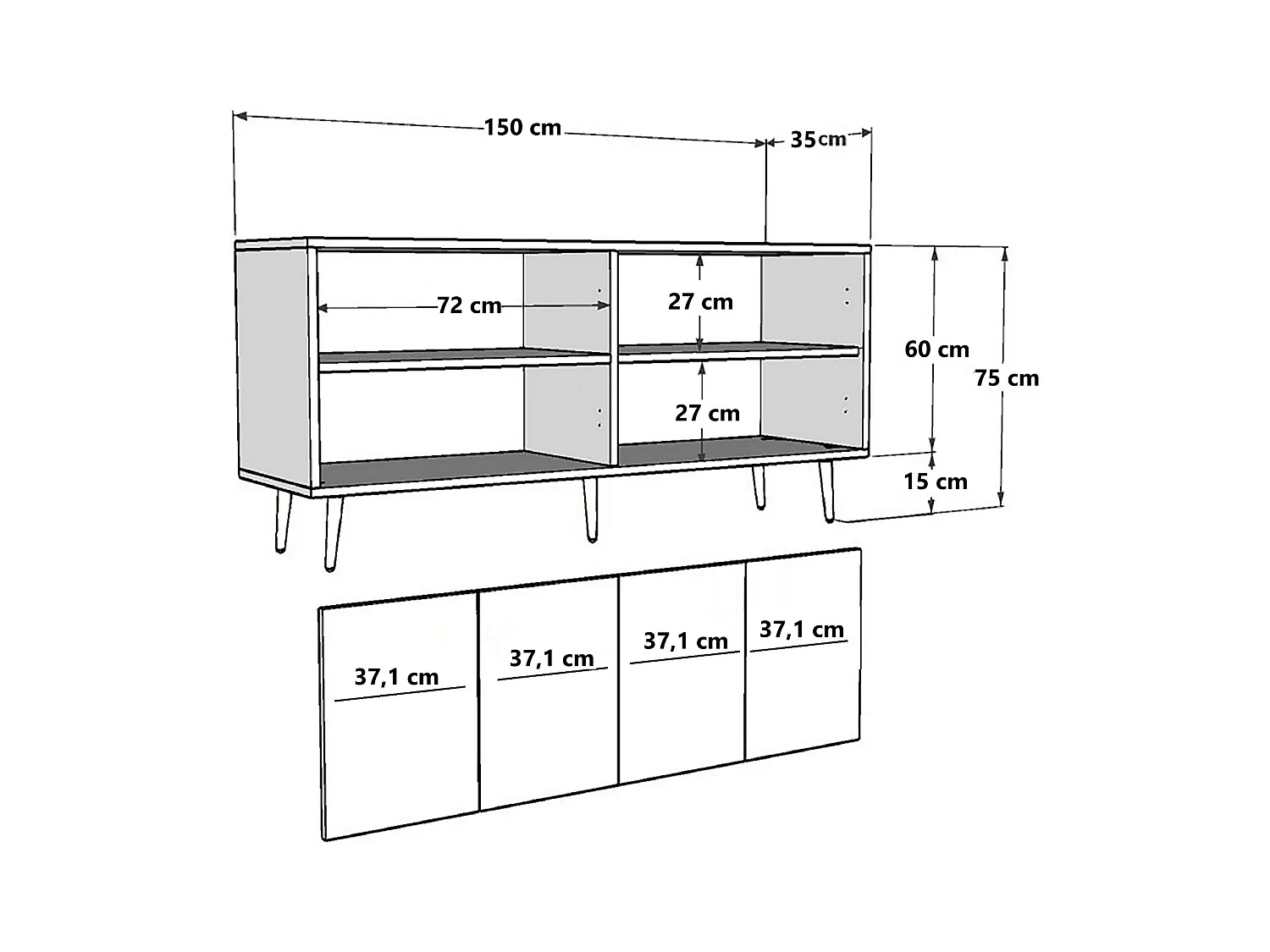Buffet en aggloméré 4 portes Belly