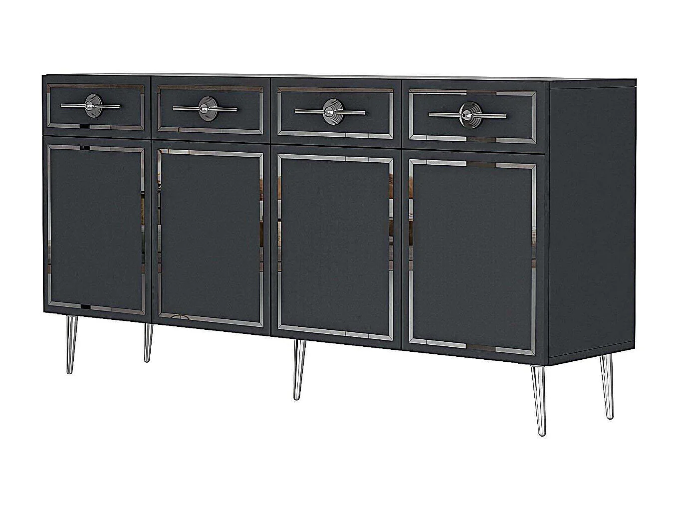 Aparador – 150cm – Antracita y Plata – tablero de partículas recubierto de melamina