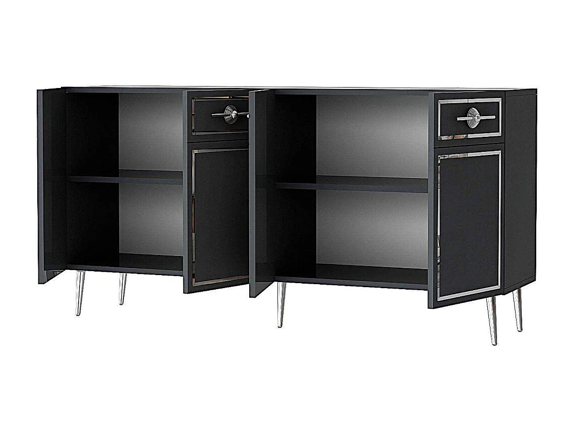 Aparador – 150cm – Antracita y Plata – tablero de partículas recubierto de melamina