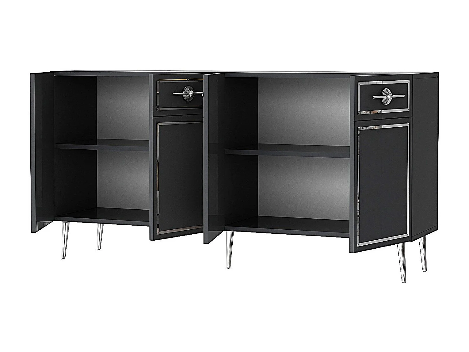 Aparador – 150cm – Antracita y Plata – tablero de partículas recubierto de melamina